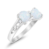 Heart Filigree Ring Round Cubic Zirconia 925 Sterling Silver Created White Opal