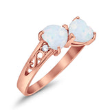 Heart Filigree Ring Round Cubic Zirconia 925 Sterling Silver Created White Opal