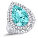 Teardrop Pear Simulated Cubic Zirconia Engagement Ring 925 Sterling Silver