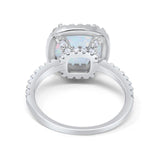 Art Deco Halo Cushion Wedding Engagement Ring Round Cubic Zirconia 925 Sterling Silver
