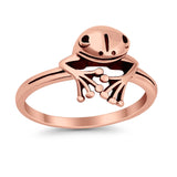 Frog Ring Peeping Plain Band Oxidized Solid 925 Sterling Silver