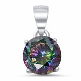 8mm Solitaire Pendant Round Cubic Zirconia 925 Sterling Silver Choose Color