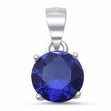 8mm Solitaire Pendant Round Cubic Zirconia 925 Sterling Silver Choose Color