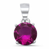 8mm Solitaire Pendant Round Cubic Zirconia 925 Sterling Silver Choose Color