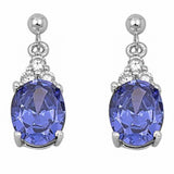 Dangling Earrings Oval Round Cubic Zirconia 925 Sterling Silver