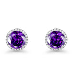 Stud Solitaire Wedding Earrings 925 Sterling Silver Simulated CZ Stud Earrings