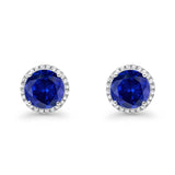 Stud Solitaire Wedding Earrings 925 Sterling Silver Simulated CZ Stud Earrings