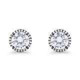 Stud Solitaire Wedding Earrings 925 Sterling Silver Simulated CZ Stud Earrings