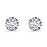 Stud Solitaire Wedding Earrings 925 Sterling Silver Simulated CZ Stud Earrings