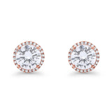 Stud Solitaire Wedding Earrings 925 Sterling Silver Simulated CZ Stud Earrings