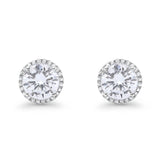 Stud Solitaire Wedding Earrings 925 Sterling Silver Simulated CZ Stud Earrings