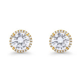 Stud Solitaire Wedding Earrings 925 Sterling Silver Simulated CZ Stud Earrings