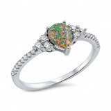 Teardrop Engagement Ring Pear Lab Opal  925 Sterling Silver Choose Color