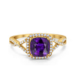 Halo Infinity Shank Engagement Ring Cushion Simulated Cubic Zirconia 925 Sterling Silver