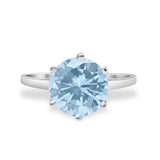 Solitaire Wedding Engagement Ring Round Simulated Cubic Zirconia 925 Sterling Silver