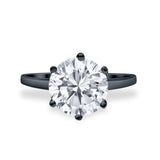 Solitaire Wedding Engagement Ring Round Simulated Cubic Zirconia 925 Sterling Silver