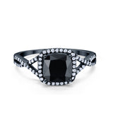 Halo Infinity Shank Engagement Ring Cushion Simulated Cubic Zirconia 925 Sterling Silver