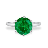 Solitaire Wedding Engagement Ring Round Simulated Cubic Zirconia 925 Sterling Silver