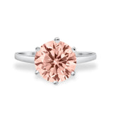 Solitaire Wedding Engagement Ring Round Simulated Cubic Zirconia 925 Sterling Silver