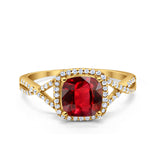 Halo Infinity Shank Engagement Ring Cushion Simulated Cubic Zirconia 925 Sterling Silver