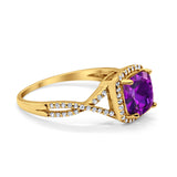 Halo Infinity Shank Engagement Ring Cushion Simulated Cubic Zirconia 925 Sterling Silver