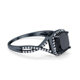 Halo Infinity Shank Engagement Ring Cushion Simulated Cubic Zirconia 925 Sterling Silver