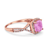 Halo Infinity Shank Engagement Ring Cushion Simulated Cubic Zirconia 925 Sterling Silver