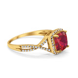 Halo Infinity Shank Engagement Ring Cushion Simulated Cubic Zirconia 925 Sterling Silver