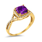 Halo Infinity Shank Engagement Ring Cushion Simulated Cubic Zirconia 925 Sterling Silver