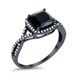 Halo Infinity Shank Engagement Ring Cushion Simulated Cubic Zirconia 925 Sterling Silver