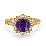 Halo Engagement Ring Cushion Simulated Cubic Zirconia 925 Sterling Silver