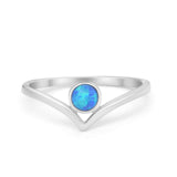 Chevron Midi Thumb Ring Band Round Created Opal Simulated Cubic Zirconia 925 Sterling Silver