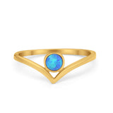 Chevron Midi Thumb Ring Band Round Created Opal Simulated Cubic Zirconia 925 Sterling Silver