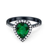 Halo Teardrop Bridal Filigree Ring Simulated Cubic Zirconia 925 Sterling Silver