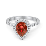 Halo Teardrop Bridal Filigree Ring Simulated Cubic Zirconia 925 Sterling Silver
