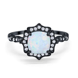Halo Engagement Ring Cushion Simulated Cubic Zirconia 925 Sterling Silver