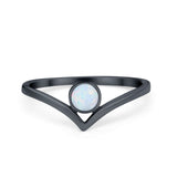 Chevron Midi Thumb Ring Band Round Created Opal Simulated Cubic Zirconia 925 Sterling Silver