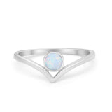 Chevron Midi Thumb Ring Band Round Created Opal Simulated Cubic Zirconia 925 Sterling Silver