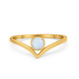 Chevron Midi Thumb Ring Band Round Created Opal Simulated Cubic Zirconia 925 Sterling Silver