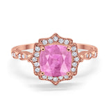 Halo Engagement Ring Cushion Simulated Cubic Zirconia 925 Sterling Silver