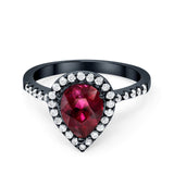 Halo Teardrop Bridal Filigree Ring Simulated Cubic Zirconia 925 Sterling Silver