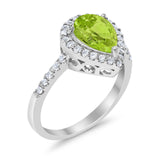 Halo Teardrop Bridal Filigree Ring Simulated Cubic Zirconia 925 Sterling Silver
