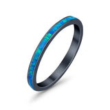 Full Eternity Stackable 3mm Wedding Band Ring Lab Created Opal 925 Sterling Silver