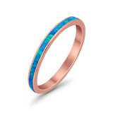 Full Eternity Stackable 3mm Wedding Band Ring Lab Created Opal 925 Sterling Silver