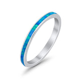 Full Eternity Stackable 3mm Wedding Band Ring Lab Created Opal 925 Sterling Silver