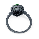Halo Teardrop Bridal Filigree Ring Simulated Cubic Zirconia 925 Sterling Silver