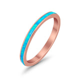 Full Eternity Stackable 3mm Wedding Band Ring Lab Created Opal 925 Sterling Silver