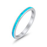 Full Eternity Stackable 3mm Wedding Band Ring Lab Created Opal 925 Sterling Silver