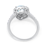 Halo Teardrop Bridal Filigree Ring Simulated Cubic Zirconia 925 Sterling Silver