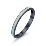 Full Eternity Stackable 3mm Wedding Band Ring Lab Created Opal 925 Sterling Silver